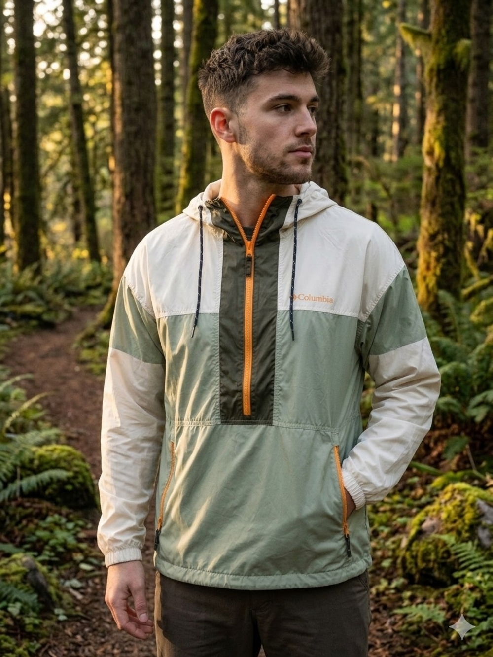 Columbia Flash Challenger II Anorak  Stone Windbreaker Raincoat Omni Shield XL